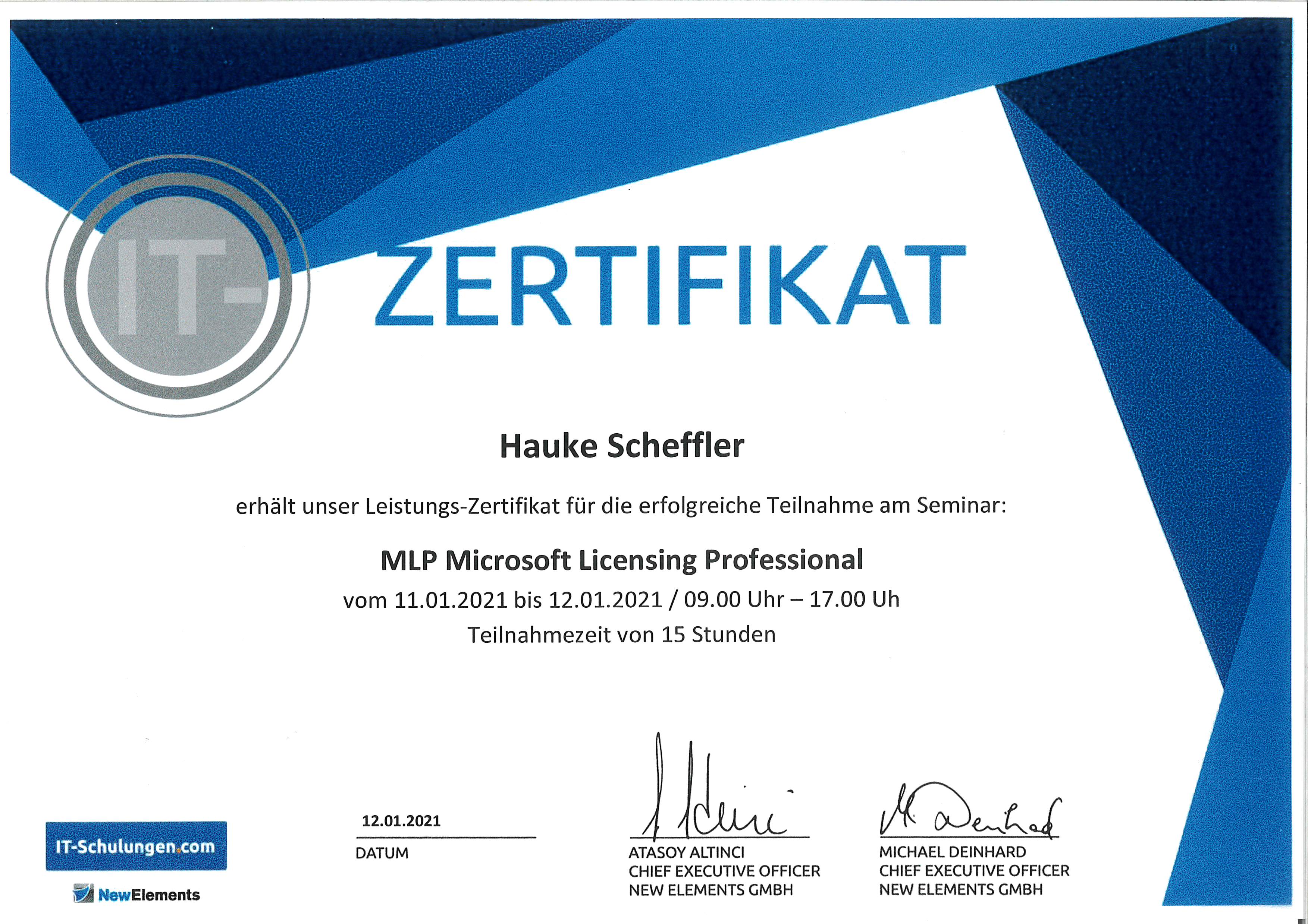 Microsoft Licensing Professional Zertifikat